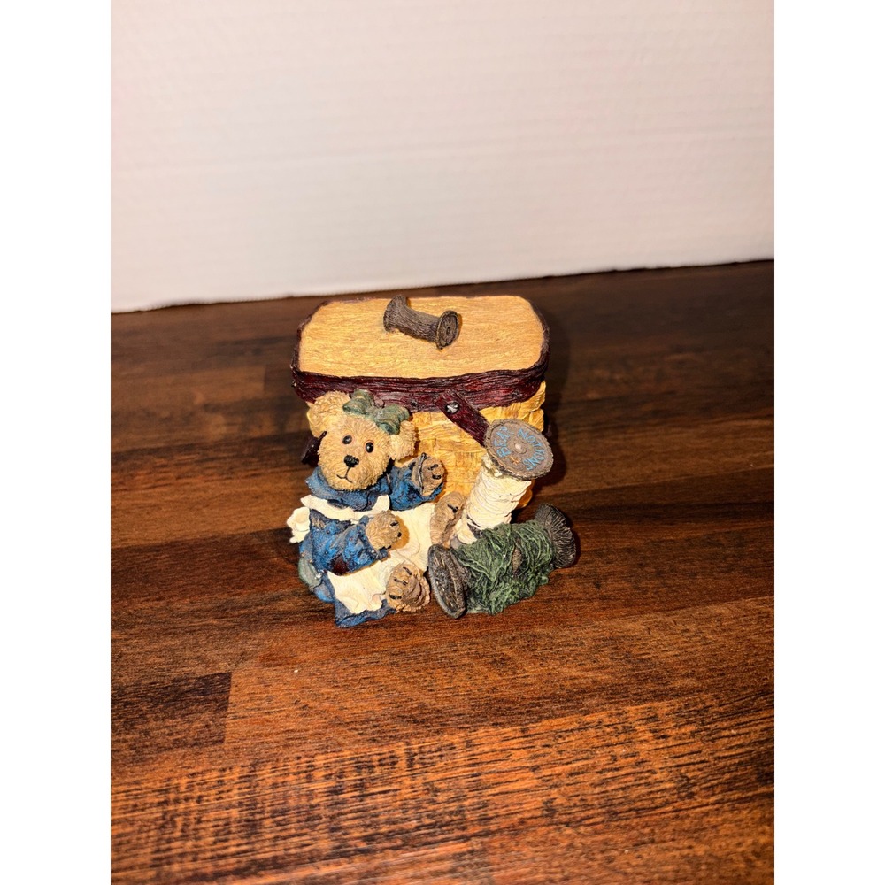 Boyds Bears Miss Threadley Sew What Resin Basket Figurine 4111 Sewing Notions